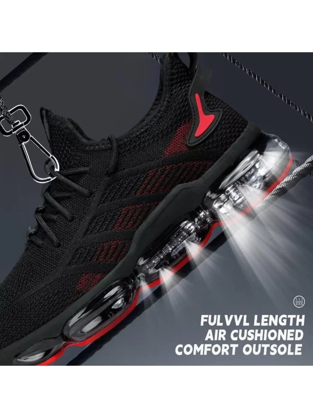 Men's Black Red Running Shoes Air Cushion Slip on Walking Tennis Sneakers